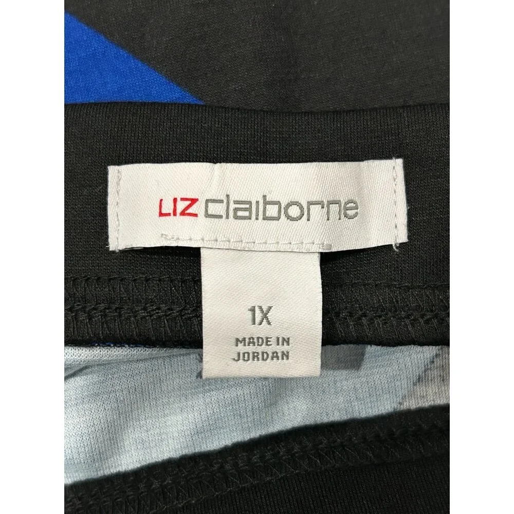 Liz Claiborne NWT Womens Blue Black Striped A-Line Skirt Size 1X
